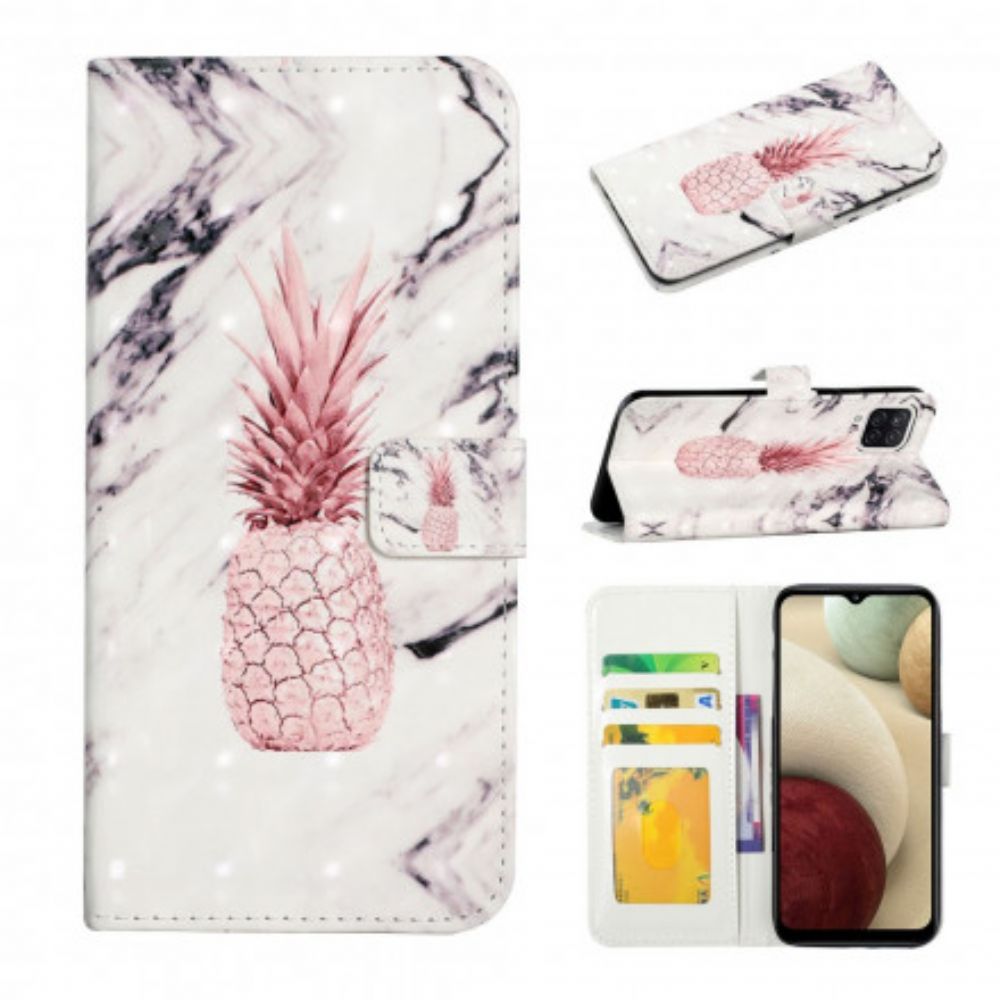 Leren Hoesje voor Samsung Galaxy A22 4G Lichtvlek Ananas