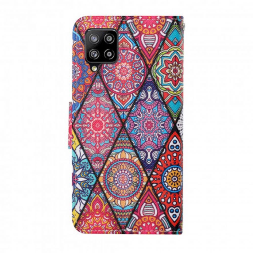 Leren Hoesje voor Samsung Galaxy A22 4G Patchwork Met Riem