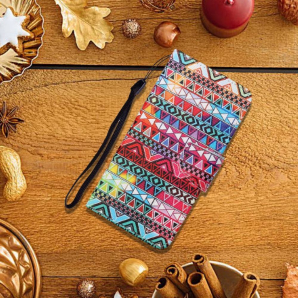 Leren Hoesje voor Samsung Galaxy A22 4G Patchwork Met Riem