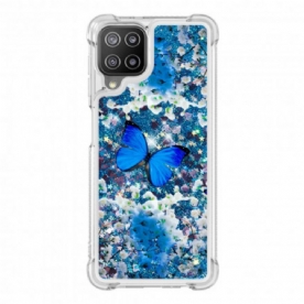 Telefoonhoesje voor Samsung Galaxy A22 4G Blauwe Glittervlinders