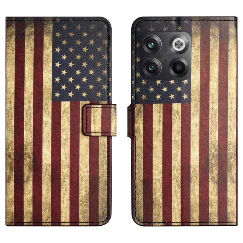 Flip Case voor OnePlus 10T 5G Vintage Amerikaanse Vlag