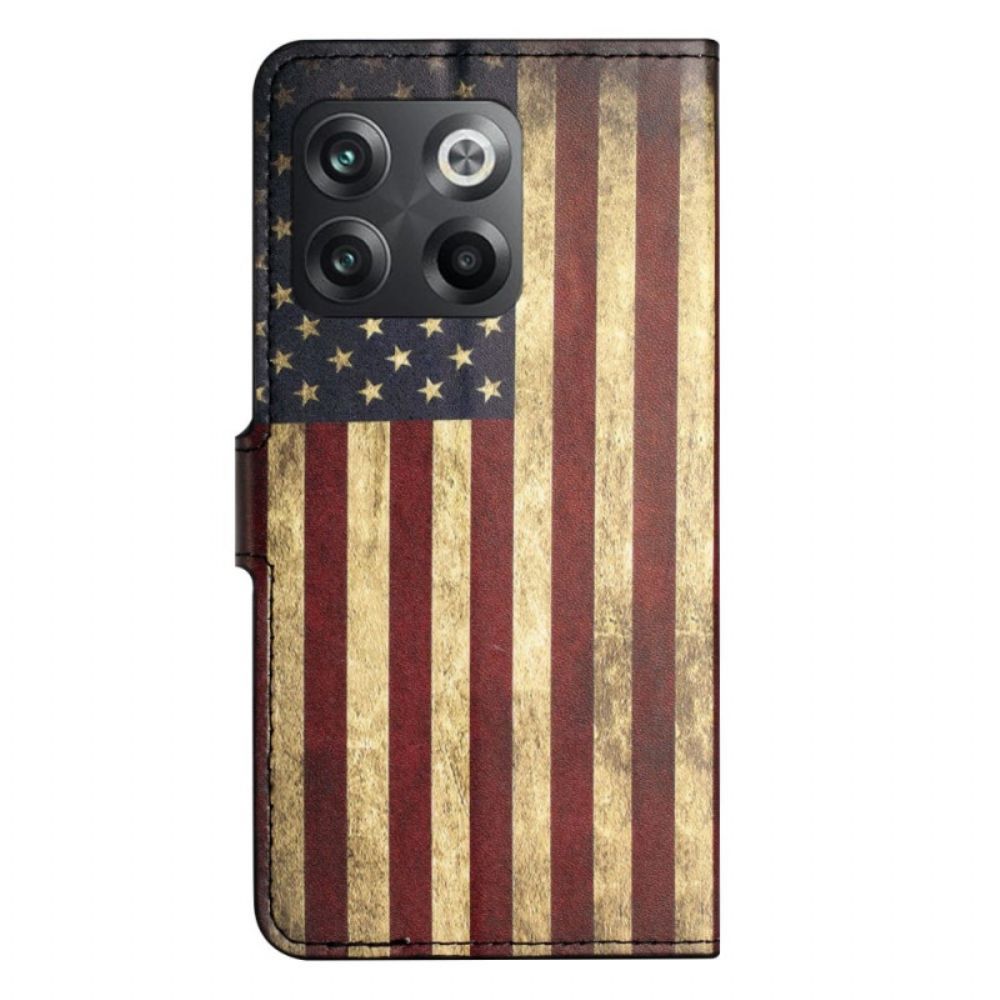 Flip Case voor OnePlus 10T 5G Vintage Amerikaanse Vlag