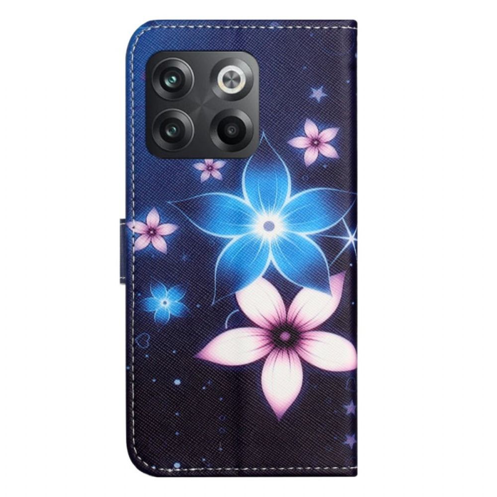 Folio-hoesje voor OnePlus 10T 5G Met Ketting Maanband Bloemen