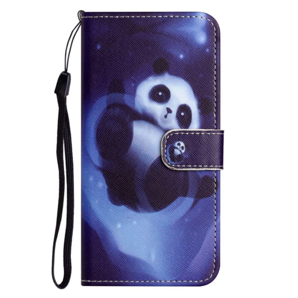 Folio-hoesje voor OnePlus 10T 5G Met Ketting Thong Space Panda