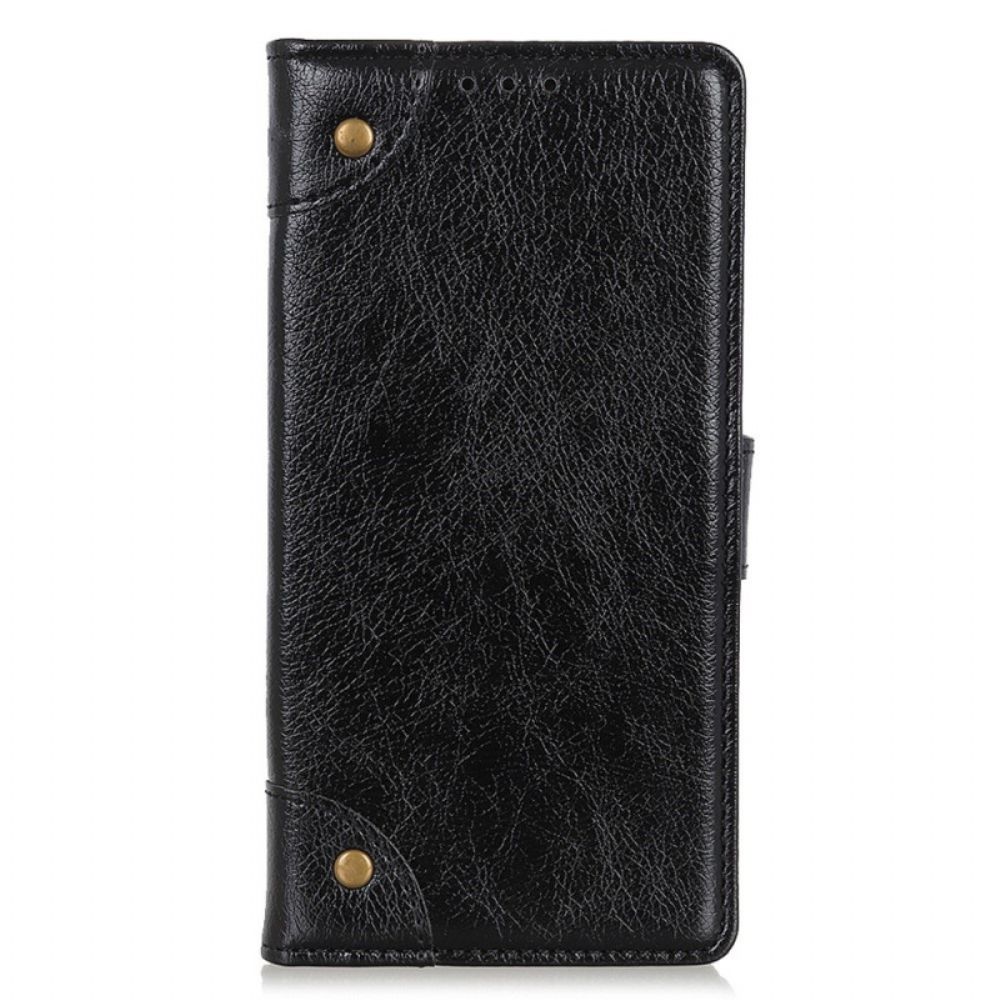 Folio-hoesje voor OnePlus 10T 5G Vintage Klinknagels Nappaleer Stijl