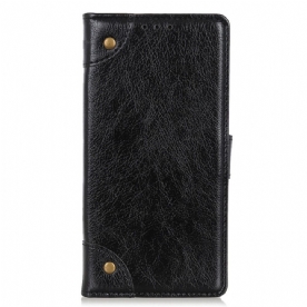 Folio-hoesje voor OnePlus 10T 5G Vintage Klinknagels Nappaleer Stijl