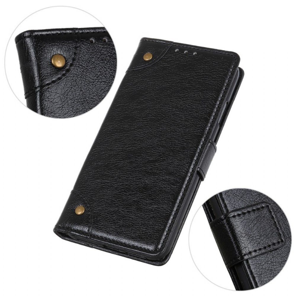 Folio-hoesje voor OnePlus 10T 5G Vintage Klinknagels Nappaleer Stijl