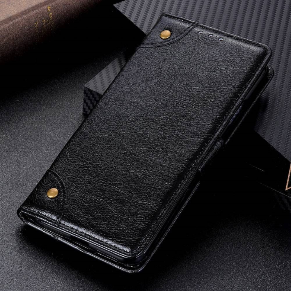 Folio-hoesje voor OnePlus 10T 5G Vintage Klinknagels Nappaleer Stijl