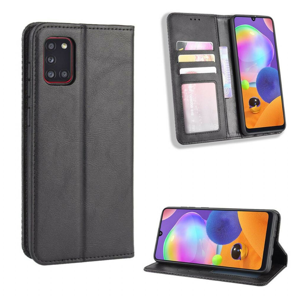 Bescherming Hoesje voor Samsung Galaxy A31 Folio-hoesje Vintage Gestileerd Leereffect