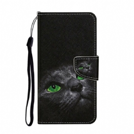 Flip Case voor Samsung Galaxy A31 Kat Met Groene Ogen En Koord