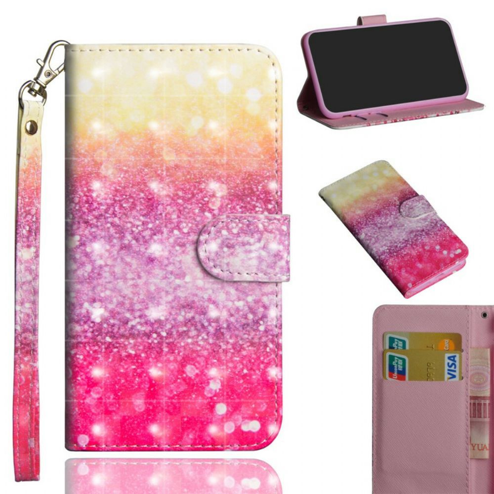 Flip Case voor Samsung Galaxy A31 Magenta Glitterverloop