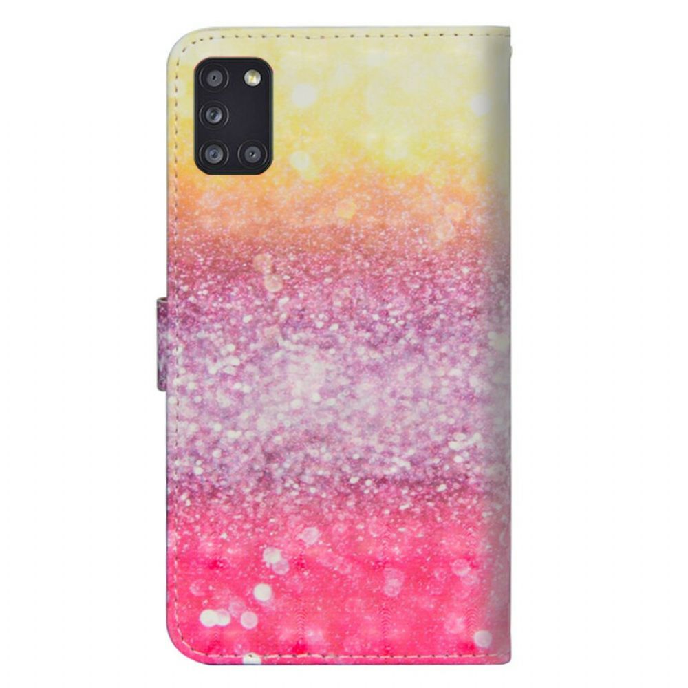 Flip Case voor Samsung Galaxy A31 Magenta Glitterverloop