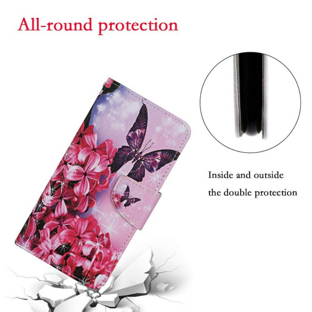 Folio-hoesje voor Samsung Galaxy A31 Bloemen Vlinders Band