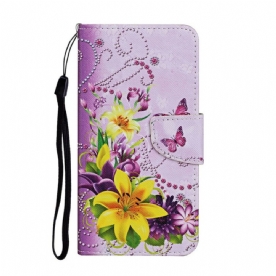 Folio-hoesje voor Samsung Galaxy A31 Meesterlijke Bloemen Met Riem