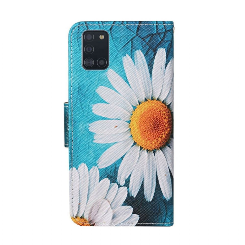 Folio-hoesje voor Samsung Galaxy A31 Meesterlijke Bloemen Met Riem