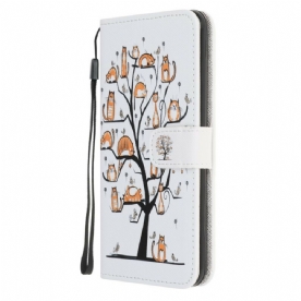 Folio-hoesje voor Samsung Galaxy A31 Met Ketting Funky Katten Met Riem