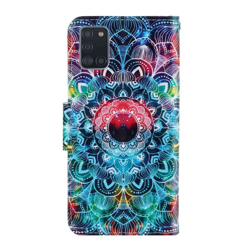 Folio-hoesje voor Samsung Galaxy A31 Met Ketting Knipperende Mandala Met Bandjes