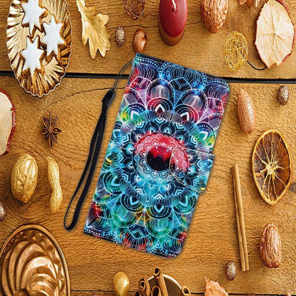 Folio-hoesje voor Samsung Galaxy A31 Met Ketting Knipperende Mandala Met Bandjes