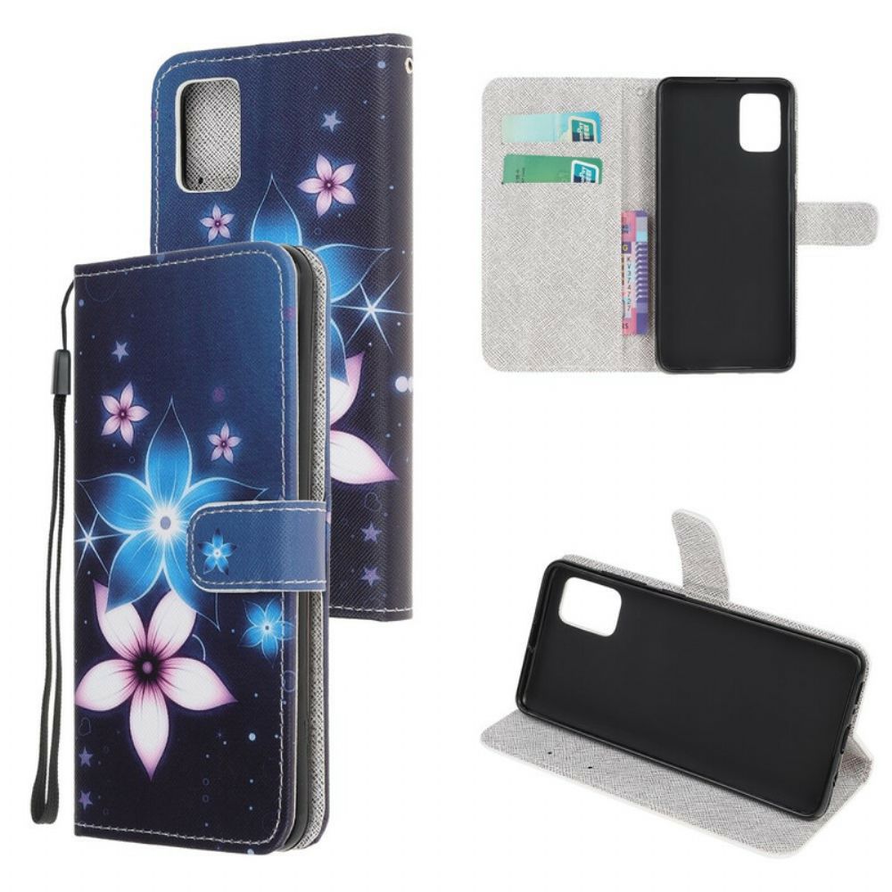 Folio-hoesje voor Samsung Galaxy A31 Met Ketting Maanband Bloemen