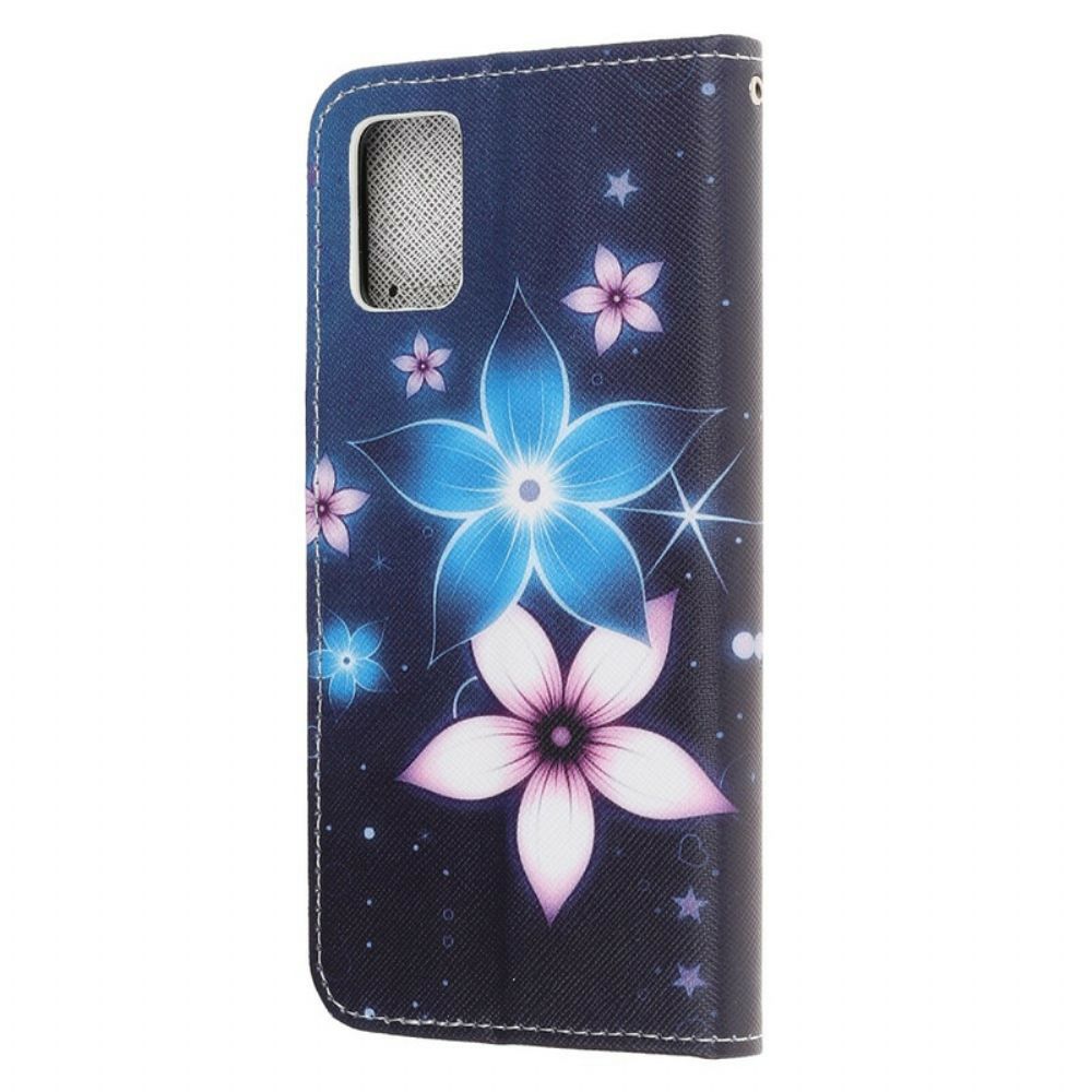 Folio-hoesje voor Samsung Galaxy A31 Met Ketting Maanband Bloemen