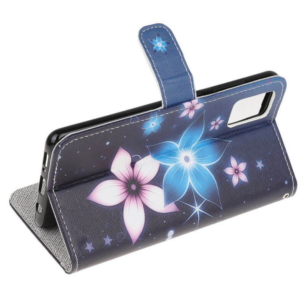 Folio-hoesje voor Samsung Galaxy A31 Met Ketting Maanband Bloemen