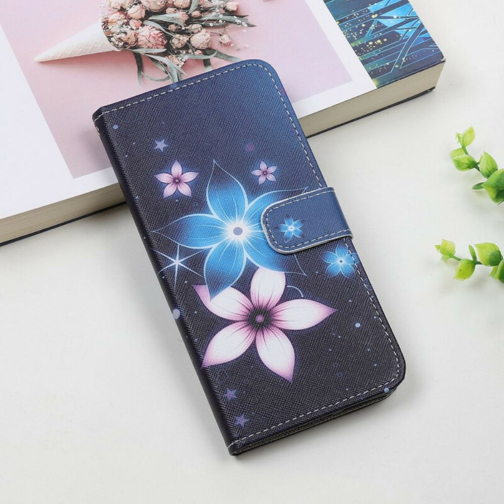 Folio-hoesje voor Samsung Galaxy A31 Met Ketting Maanband Bloemen