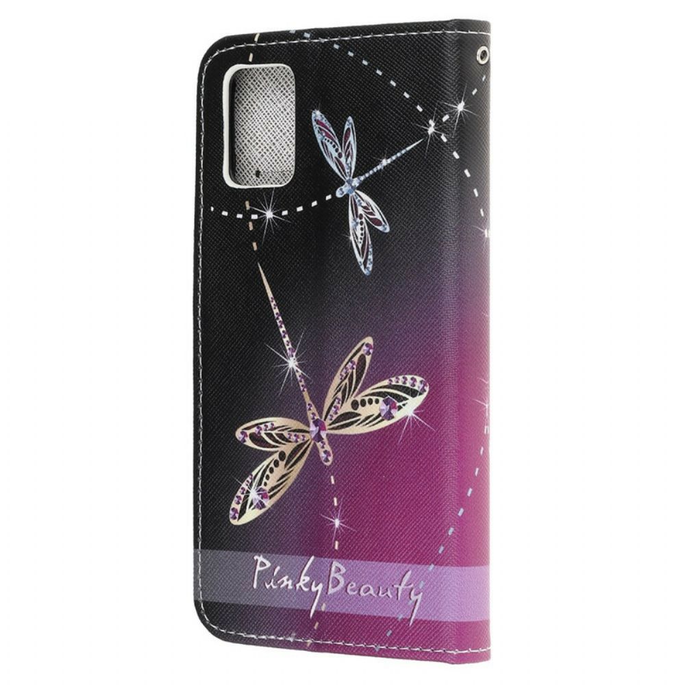 Folio-hoesje voor Samsung Galaxy A31 Met Ketting Thong Libellen