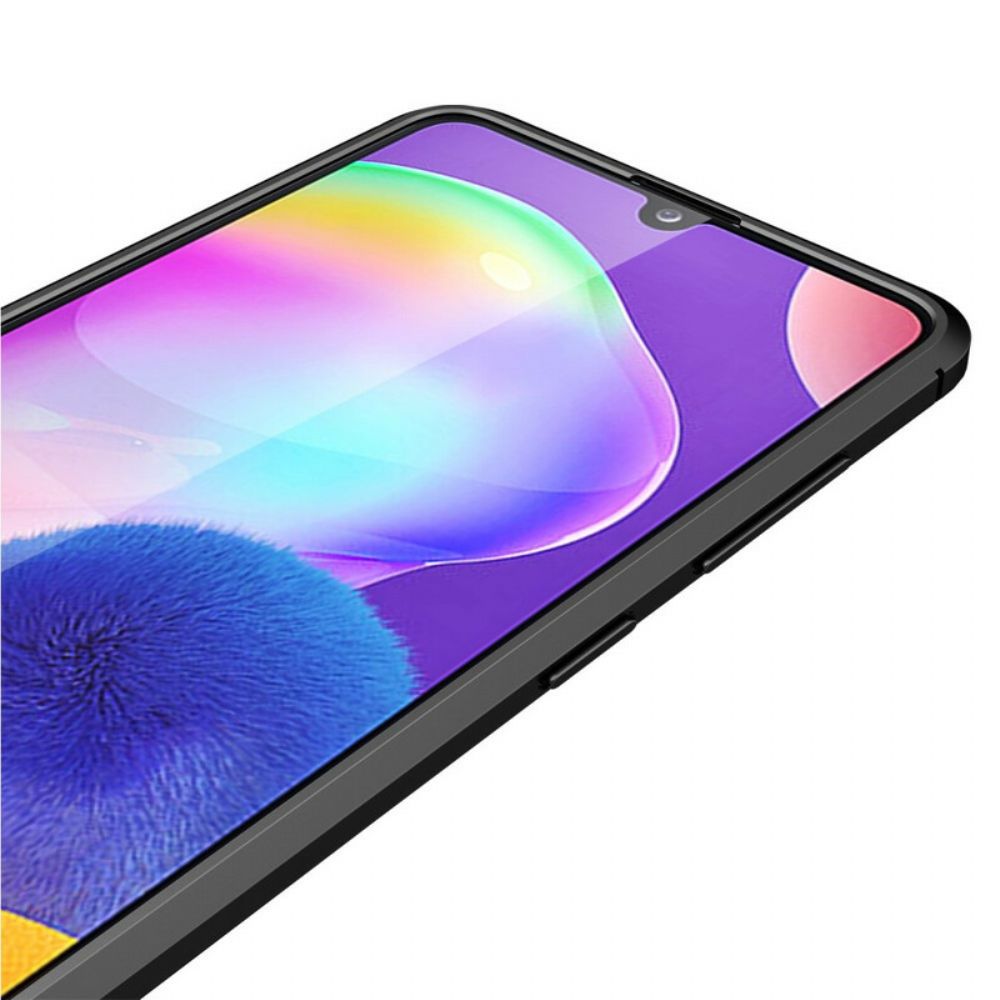 Hoesje voor Samsung Galaxy A31 Dubbele Lijn Litchi Leder Effect