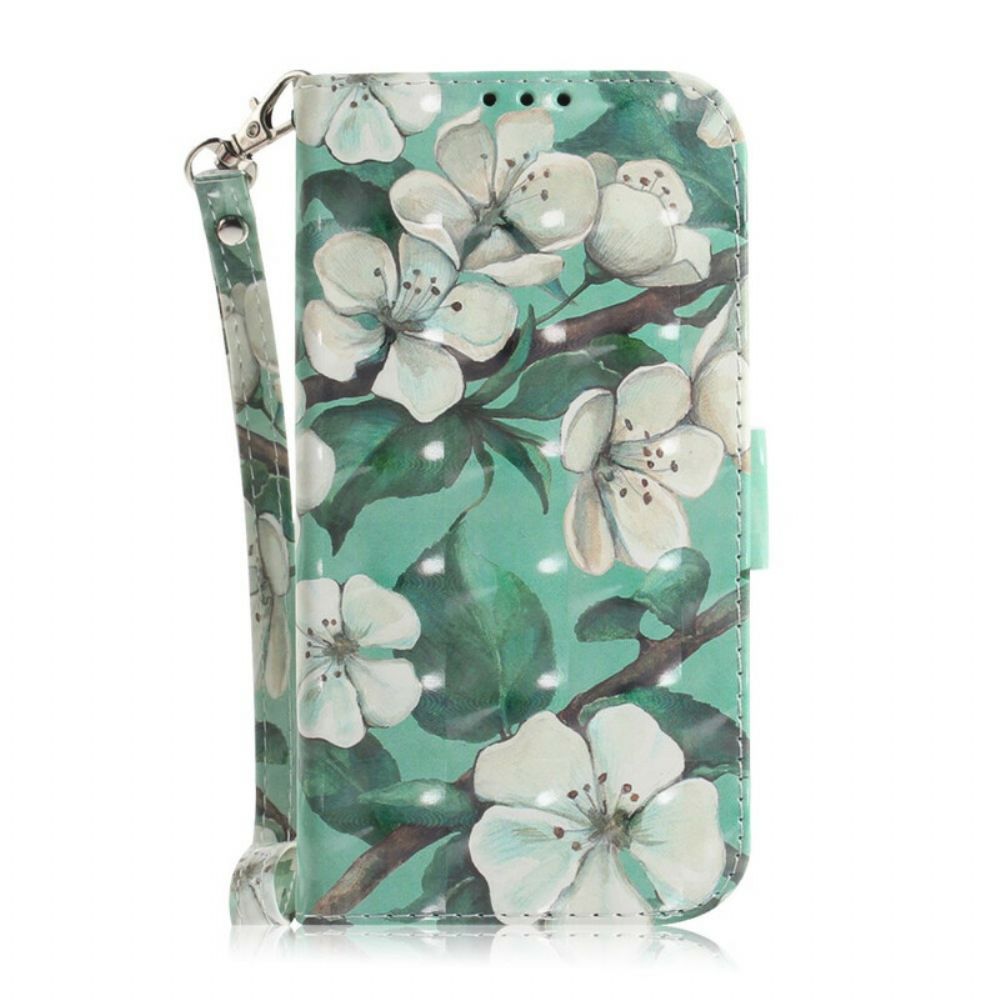 Leren Hoesje voor Samsung Galaxy A31 Met Ketting Thong Bloementak