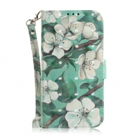 Leren Hoesje voor Samsung Galaxy A31 Met Ketting Thong Bloementak