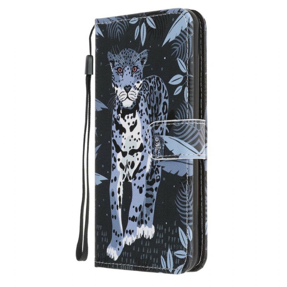 Leren Hoesje voor Samsung Galaxy A31 Met Ketting Thong Luipaard