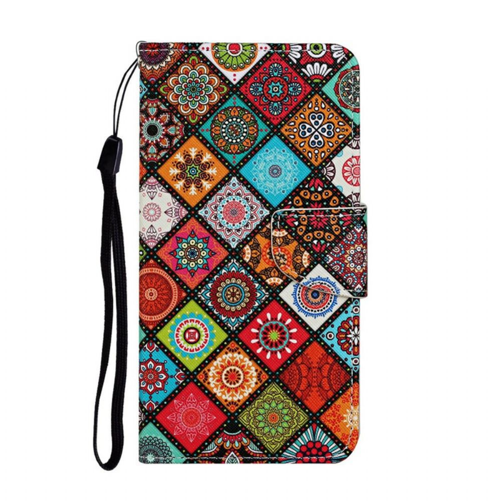 Leren Hoesje voor Samsung Galaxy A31 Patchwork-mandala's Met Koord