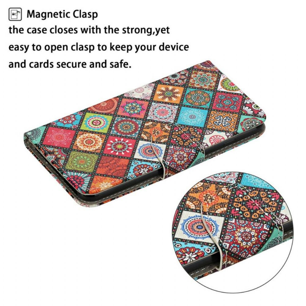 Leren Hoesje voor Samsung Galaxy A31 Patchwork-mandala's Met Koord