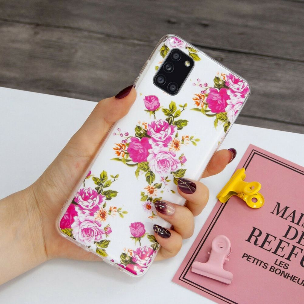 Telefoonhoesje voor Samsung Galaxy A31 Fluorescerende Vrijheidsbloemen