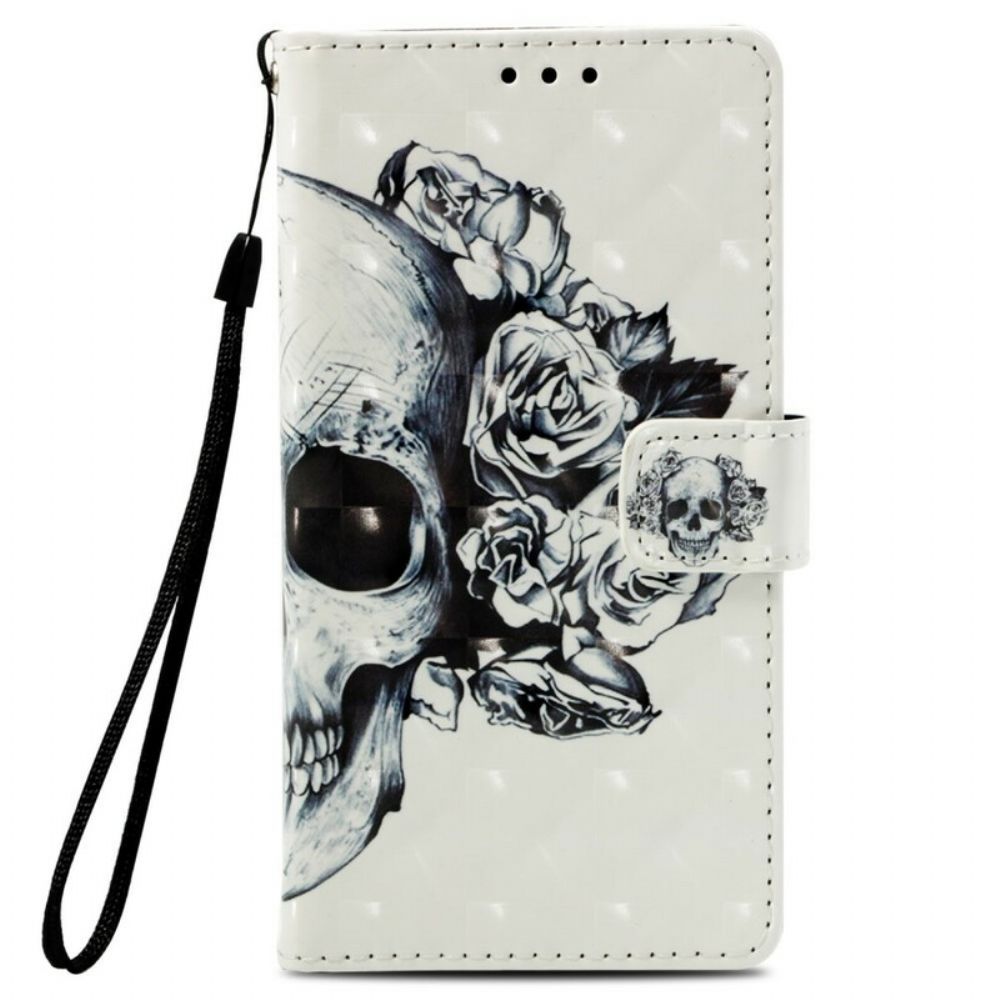 Folio-hoesje voor Samsung Galaxy A6 3d Bloemenschedel