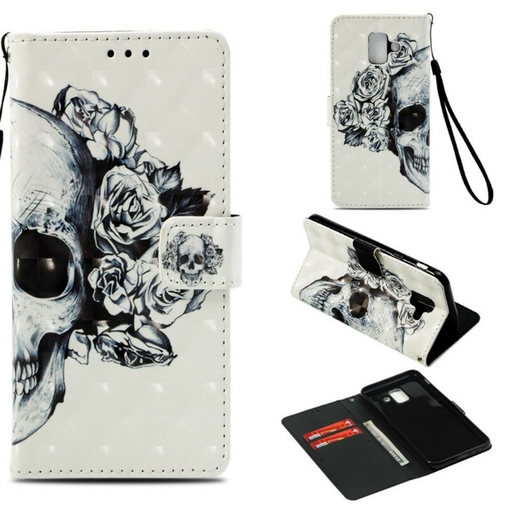 Folio-hoesje voor Samsung Galaxy A6 3d Bloemenschedel