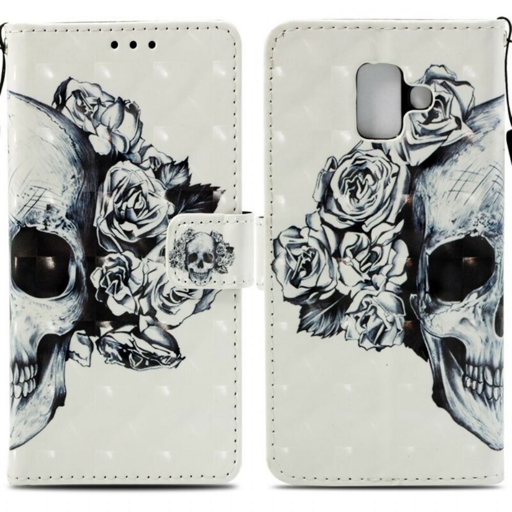 Folio-hoesje voor Samsung Galaxy A6 3d Bloemenschedel