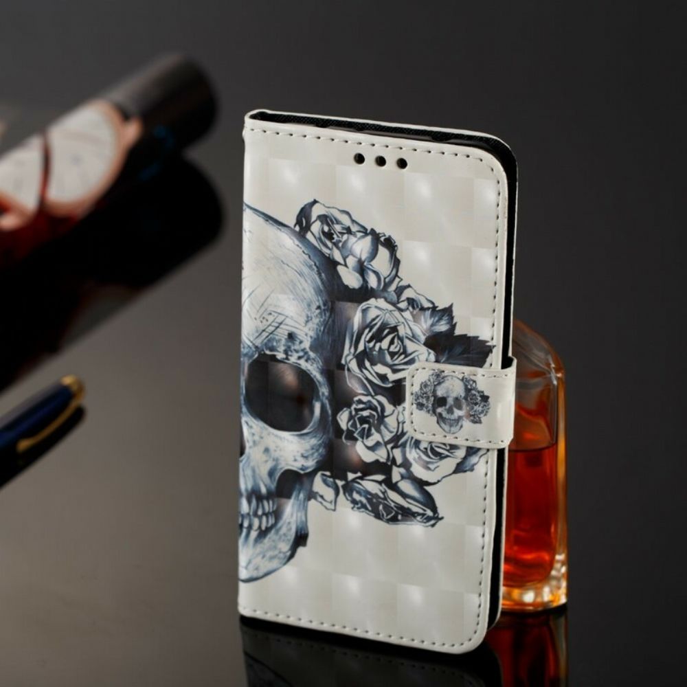 Folio-hoesje voor Samsung Galaxy A6 3d Bloemenschedel