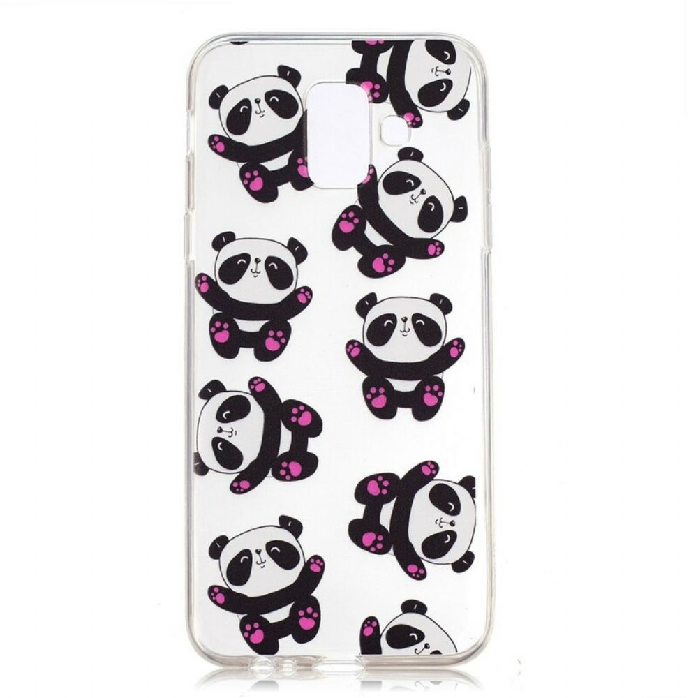 Hoesje voor Samsung Galaxy A6 Transparante Panda's Veel Plezier