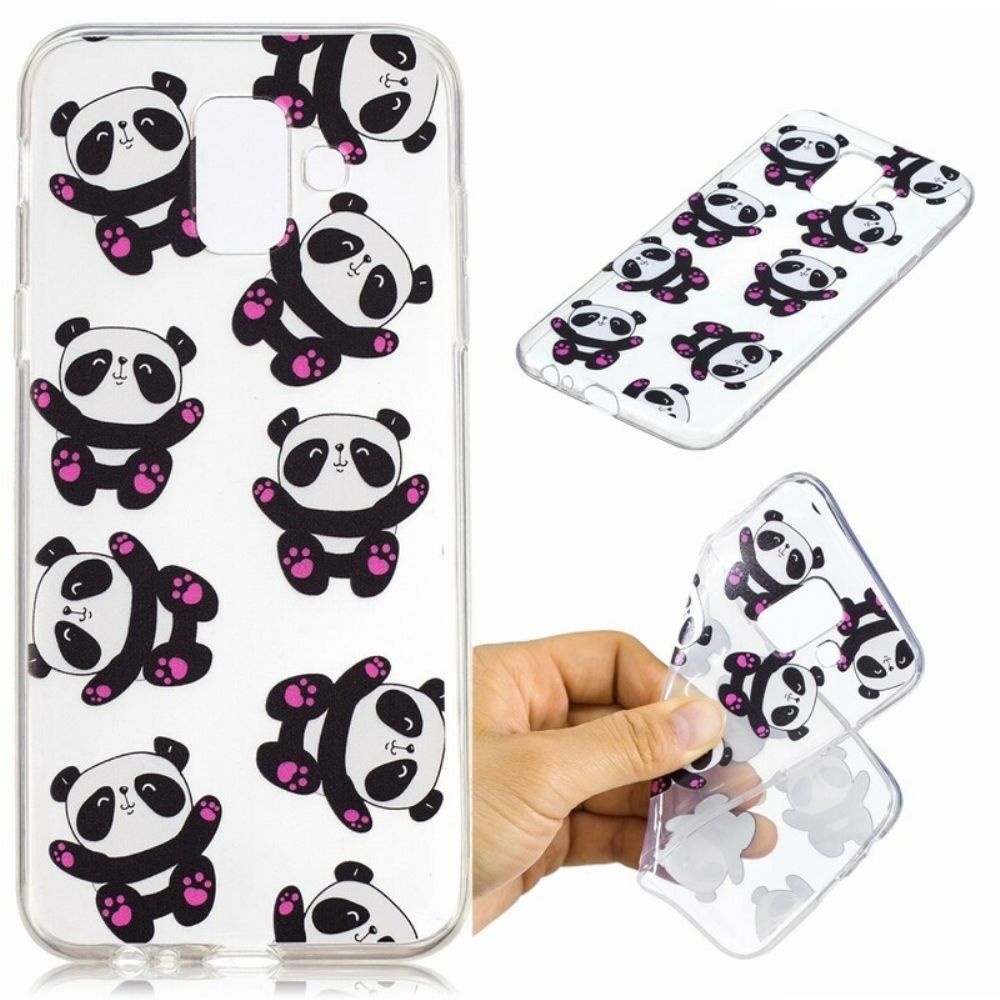 Hoesje voor Samsung Galaxy A6 Transparante Panda's Veel Plezier