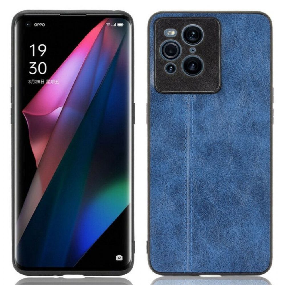 Telefoonhoesje voor Oppo Find X3 Pro Couture-leereffect