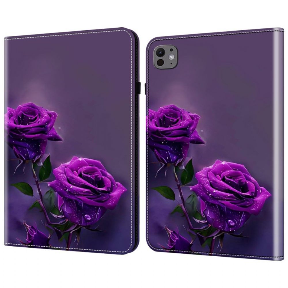 Cover Voor iPad Pro 13 (2024) Paarse Rozen