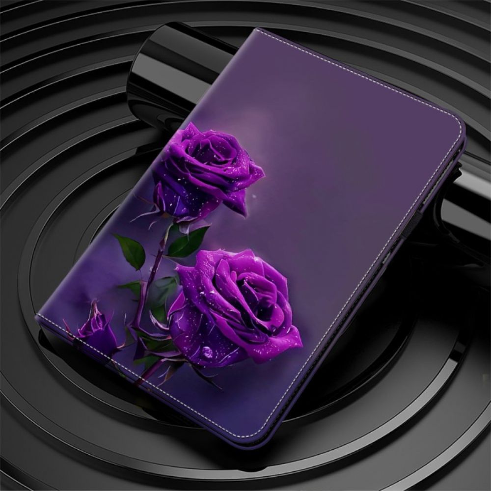 Cover Voor iPad Pro 13 (2024) Paarse Rozen