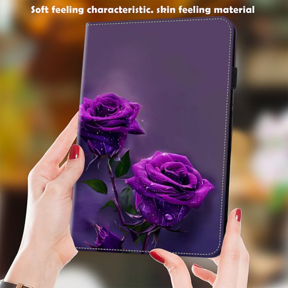 Cover Voor iPad Pro 13 (2024) Paarse Rozen