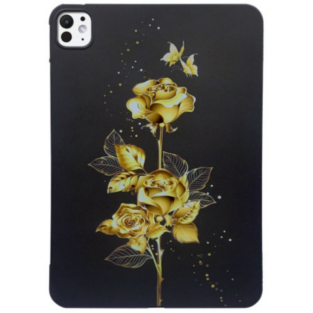 Hoesje iPad Pro 13 (2024) Gouden Rozen Bescherming Hoesje