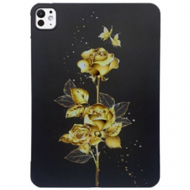 Hoesje iPad Pro 13 (2024) Gouden Rozen Bescherming Hoesje