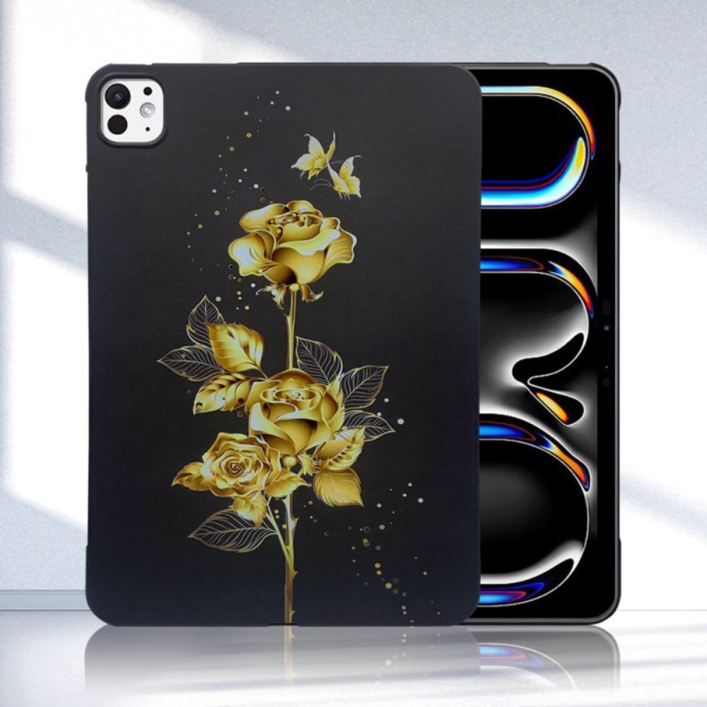 Hoesje iPad Pro 13 (2024) Gouden Rozen Bescherming Hoesje