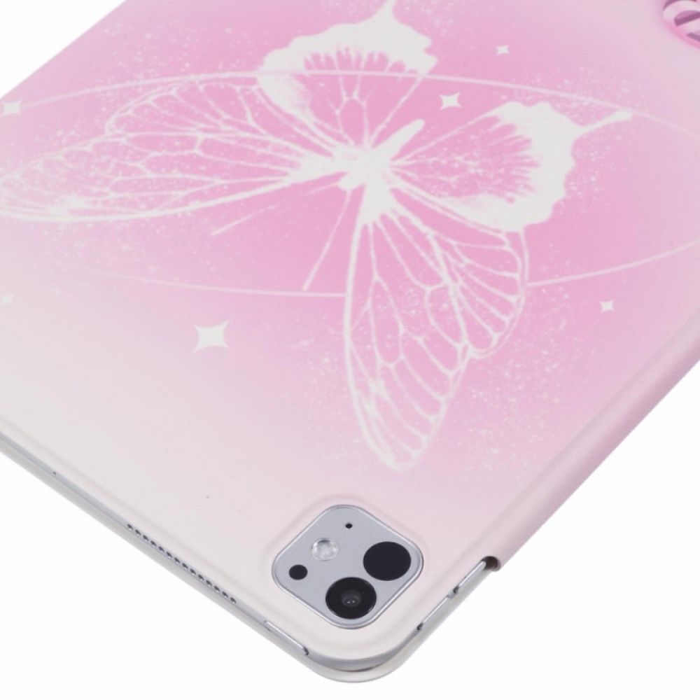 Leren Hoesje iPad Pro 13 (2024) Origami Roze Vlinder Bescherming Hoesje