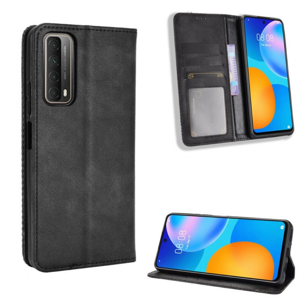 Bescherming Hoesje voor Huawei P Smart 2021 Folio-hoesje Vintage Gestileerd Leereffect