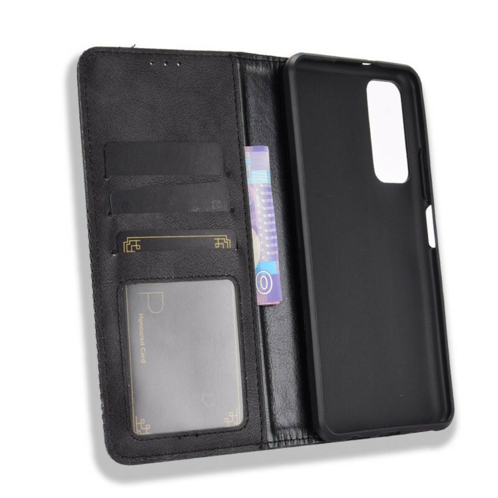 Bescherming Hoesje voor Huawei P Smart 2021 Folio-hoesje Vintage Gestileerd Leereffect